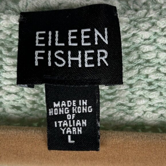 Eileen Fisher Light Green Pullover Cotton Sweater Womens L Open Weave - Picture 5 of 6